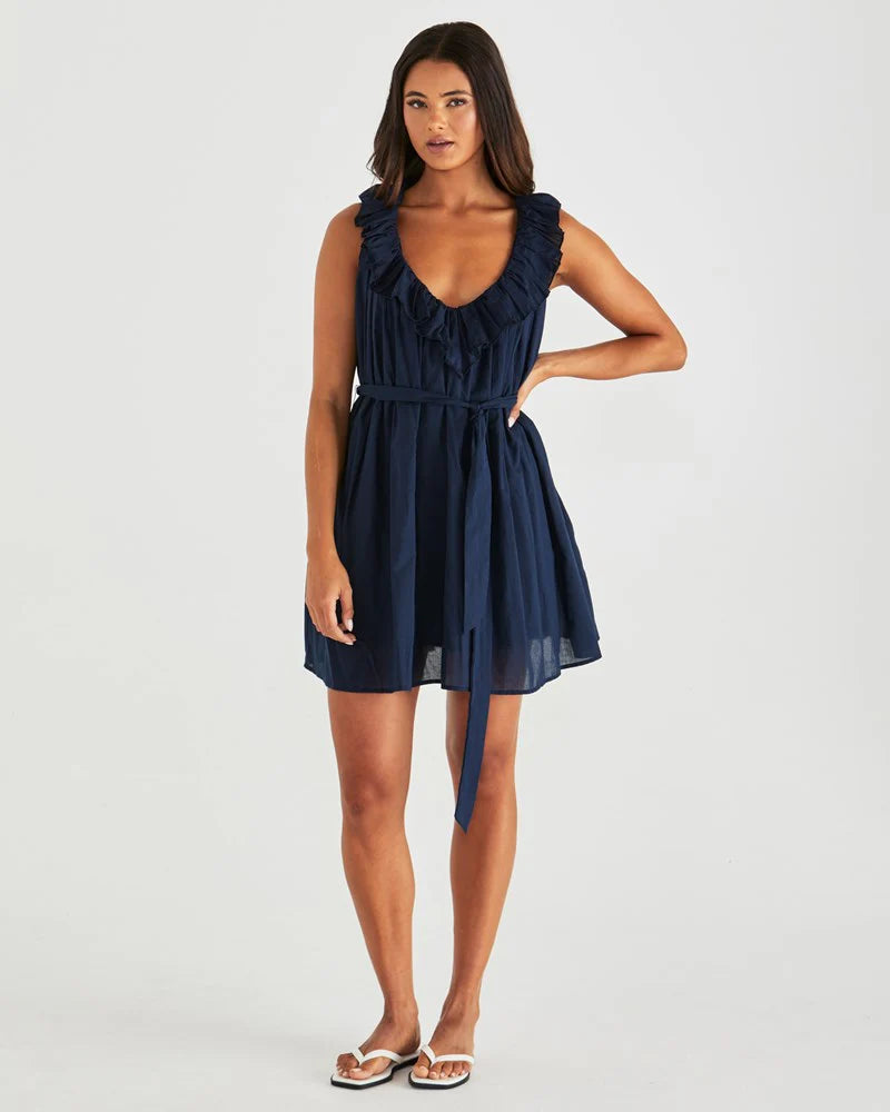 SASS BELEN RUFFLED NECK MINI DRESS