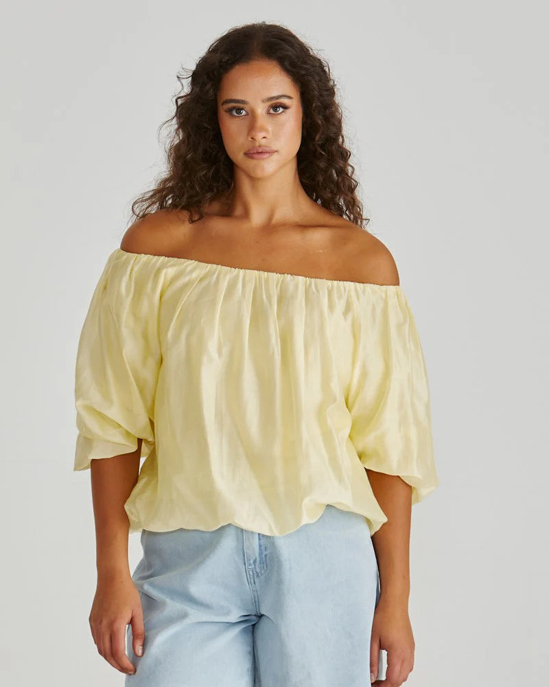 SASS SOFIE OFF SHOULDER TOP YELLOW