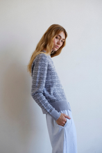 Load image into Gallery viewer, COMMONPLACE CPD MONOGRAM CARDIGAN SKY/NAVY
