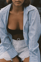 Load image into Gallery viewer, COMMONPLACE GOOD DAYS SHIRT WHITE/BLUE STRIPE
