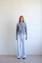 Load image into Gallery viewer, COMMONPLACE CPD MONOGRAM CARDIGAN SKY/NAVY
