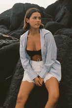 Load image into Gallery viewer, COMMONPLACE GOOD DAYS SHIRT WHITE/BLUE STRIPE
