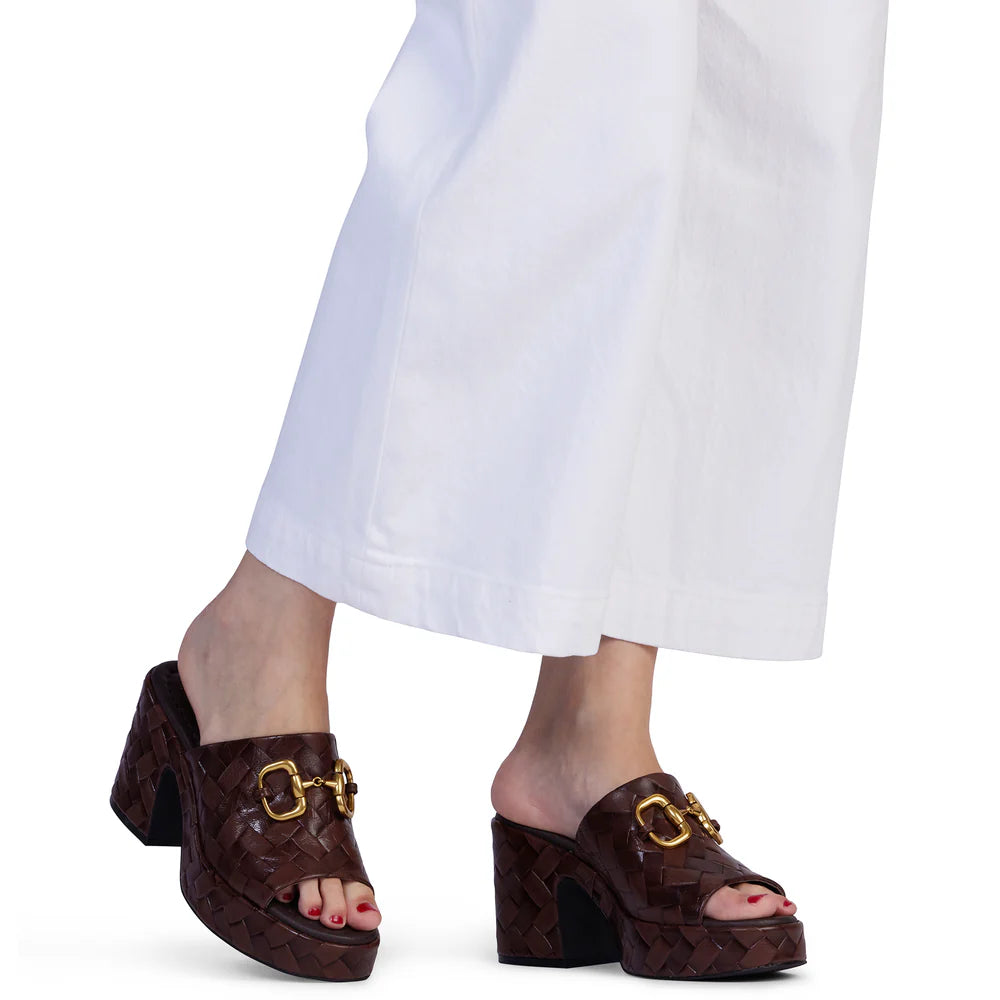 KATHRYN WILSON CARLY MULE CHOCOLATE WOVEN CALF