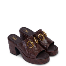 Load image into Gallery viewer, KATHRYN WILSON CARLY MULE CHOCOLATE WOVEN CALF
