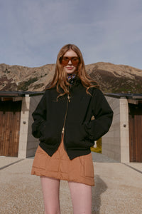 KAREN WALKER RUNAWAY COLLEGE CROPPED OVERSIZED HOODIE BLACK