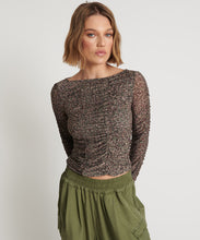 Load image into Gallery viewer, ONE TEASPOON CAMO NIGHT FEVER LONGSLEEVE MESH TOP
