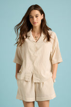 Load image into Gallery viewer, KAREN WALKER x PAPINELLE SEERSUCKER STRIPE BOXER PJ SET PEPPER/CREAM
