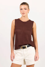 Load image into Gallery viewer, COMING SOON | AMONG THE BRAVE SALUTE CHOCOLATE RELAXED SLEEVELESS KNIT TANK TOP
