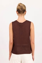 Load image into Gallery viewer, COMING SOON | AMONG THE BRAVE SALUTE CHOCOLATE RELAXED SLEEVELESS KNIT TANK TOP
