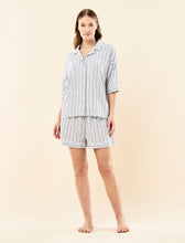 Load image into Gallery viewer, KAREN WALKER X PAPINELLE SEERSUCKER STRIPE BOXER PJS SKY BLUE
