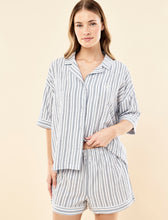 Load image into Gallery viewer, KAREN WALKER X PAPINELLE SEERSUCKER STRIPE BOXER PJS SKY BLUE
