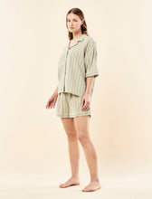 Load image into Gallery viewer, KAREN WALKER X PAPINELLE SEERSUCKER STRIPE BOXER PJS OLIVE
