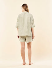 Load image into Gallery viewer, KAREN WALKER X PAPINELLE SEERSUCKER STRIPE BOXER PJS OLIVE
