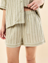 Load image into Gallery viewer, KAREN WALKER X PAPINELLE SEERSUCKER STRIPE BOXER PJS OLIVE

