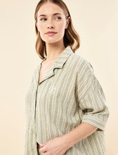 Load image into Gallery viewer, KAREN WALKER X PAPINELLE SEERSUCKER STRIPE BOXER PJS OLIVE

