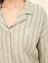 Load image into Gallery viewer, KAREN WALKER X PAPINELLE SEERSUCKER STRIPE BOXER PJS OLIVE
