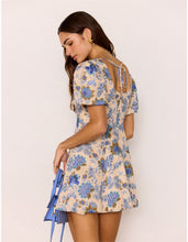 Load image into Gallery viewer, MINK PINK ZINA MINI DRESS BLUE/BEIGE FLORAL
