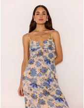Load image into Gallery viewer, MINK PINK ZINA MIDI DRESS BLUE/BEIGE FLORAL
