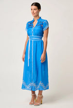 Load image into Gallery viewer, ONCE WAS XANTHIA DIAMOND SMOCK DRESS BLUE TOPAZ
