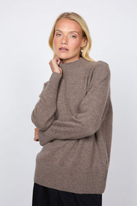 MARLOW CASHMERE FUNNEL NECK HAZELNUT