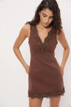 Load image into Gallery viewer, MON RENN LACIE DENIM MINI DRESS MOCHA
