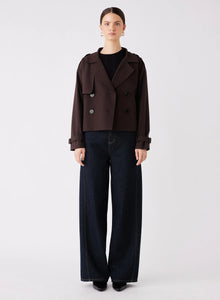 ESMAEE AVENUE CROPPED TRENCH CHOCOLATE
