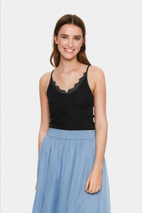 SAINT TROPEZ MAYA STRAP TOP BLACK