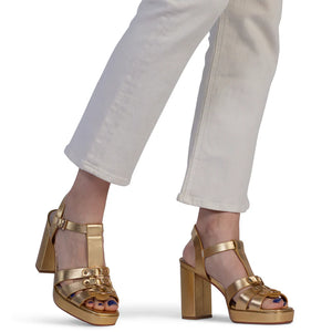 KATHRYN WILSON BLAKE HEEL GOLD CALF