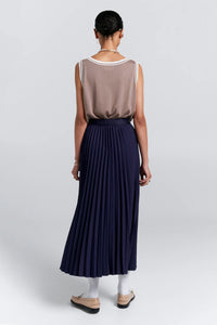 KAREN WALKER SUNRAY PLEATED SKIRT NAVY