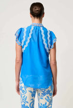 Load image into Gallery viewer, ONCE WAS THALASSA  FLUTTER SLEEVE TOP BLUE TOPAZ
