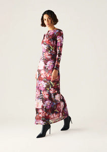 MOS THE LABEL GISELLE MESH MAXI DRESS PRINT