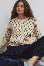 Load image into Gallery viewer, COMMONPLACE DAWN COTTON CARDIGAN BEIGE POLKA DOT
