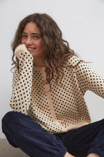Load image into Gallery viewer, COMMONPLACE DAWN COTTON CARDIGAN BEIGE POLKA DOT
