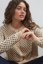 Load image into Gallery viewer, COMMONPLACE DAWN COTTON CARDIGAN BEIGE POLKA DOT
