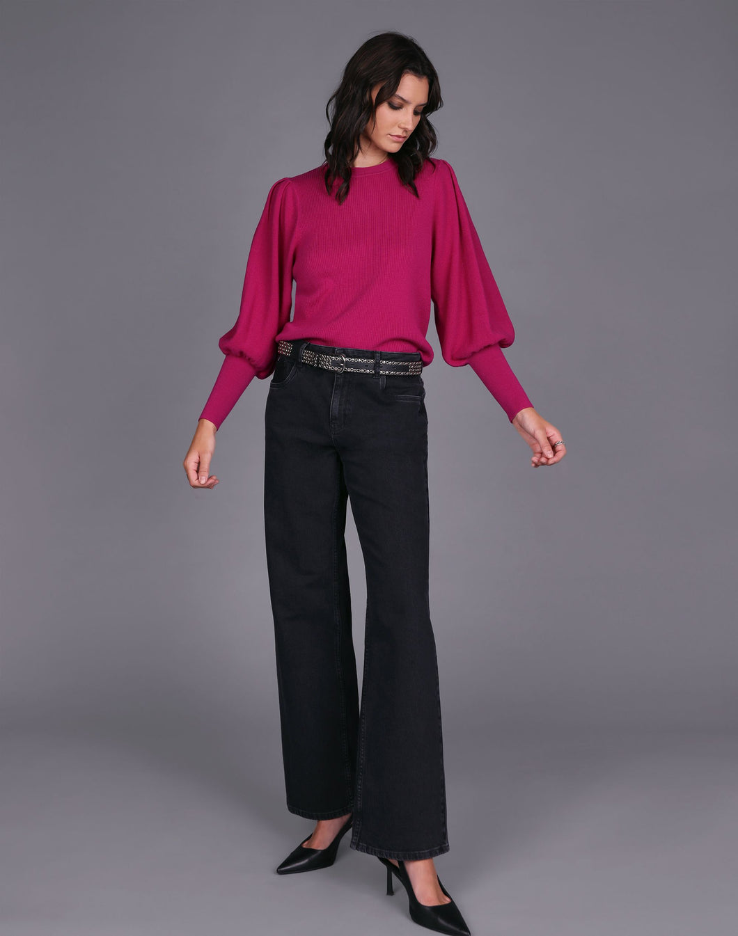 STORM RIB DETAIL MERINO SWEATER PINK