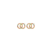Load image into Gallery viewer, PILGRIM JOLINA RECYCLED EARRINGS GOLD MULTI COLOUR CRYSTAL
