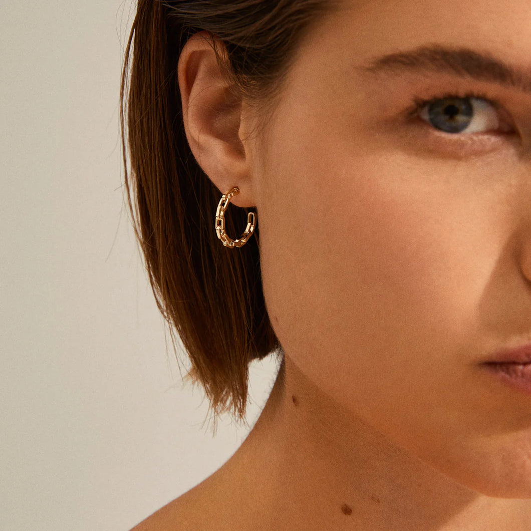 PILGRIM GOLD EIRA CABLE CHAIN HOOP EARRINGS