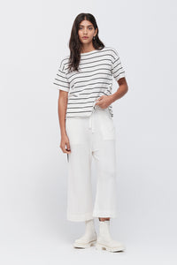 TAYLOR STRIPE SOLACE TEE IVORY/BLACK