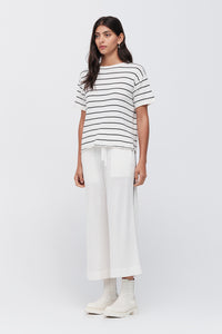 TAYLOR STRIPE SOLACE TEE IVORY/BLACK