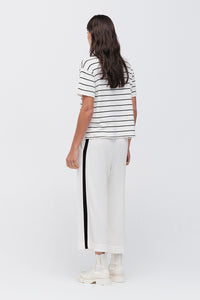 TAYLOR STRIPE SOLACE TEE IVORY/BLACK