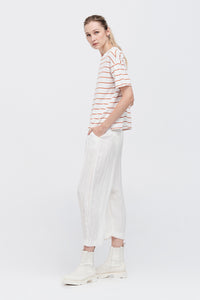 TAYLOR STRIPE SOLACE TEE IVORY/BURNT ORANGE