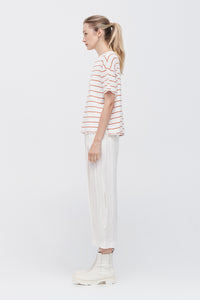 TAYLOR STRIPE SOLACE TEE IVORY/BURNT ORANGE