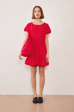 Load image into Gallery viewer, COMMONPLACE  ESME JACQUARD PUFF DRESS RED
