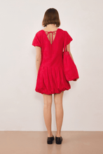 Load image into Gallery viewer, COMMONPLACE  ESME JACQUARD PUFF DRESS RED
