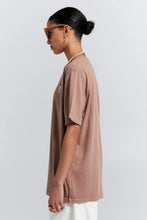 Load image into Gallery viewer, KAREN WALKER EMBROIDERED RUNAWAY GIRL CLASSIC ORGANIC COTTON TSHIRT TAUPE
