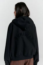 Load image into Gallery viewer, KAREN WALKER RUNAWAY COLLEGE CROPPED OVERSIZED HOODIE BLACK

