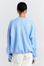 Load image into Gallery viewer, KAREN WALKER RUNAWAY COLLAGE ORGANIC COTTON CREWNECK SWEATSHIRT BLUE

