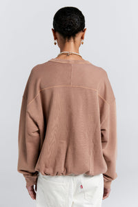 KAREN WALKER RUNAWAY COLLAGE ORGANIC COTTON CREWNECK SWEATSHIRT TAUPE