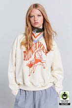 Load image into Gallery viewer, KAREN WALKER RUNAWAY CAROUSEL ORGANIC COTTON CREW NECK SWEATSHIRT ECRU/TANGERINE
