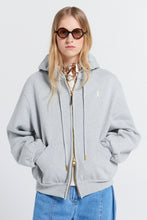 Load image into Gallery viewer, KAREN WALKER ROCKING HORSE CROPPED OVERSIZED HOODIE GREY MARLE/ECRU
